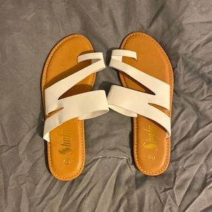 Cut out toe band slide on flat sandals